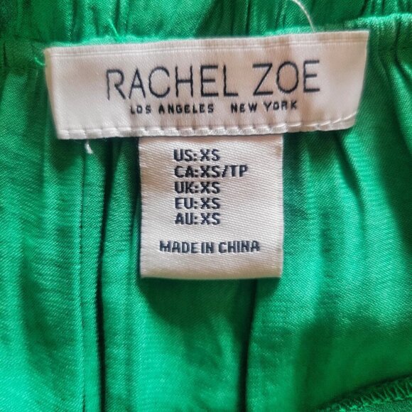 Rachel Zoe Emerald Green Ruffled Cap Sleeves, V-Neck & Shoulder Rouching - Sz XS - Picture 6 of 9